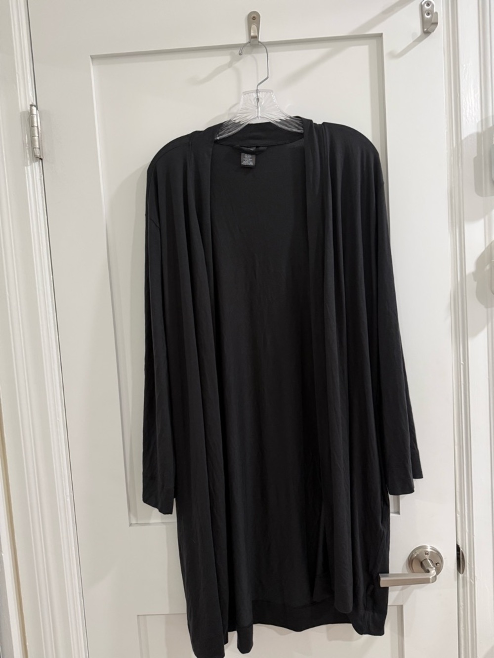 Calvin Klein black ultra light lounge robe (missing self-tie belt) (read)